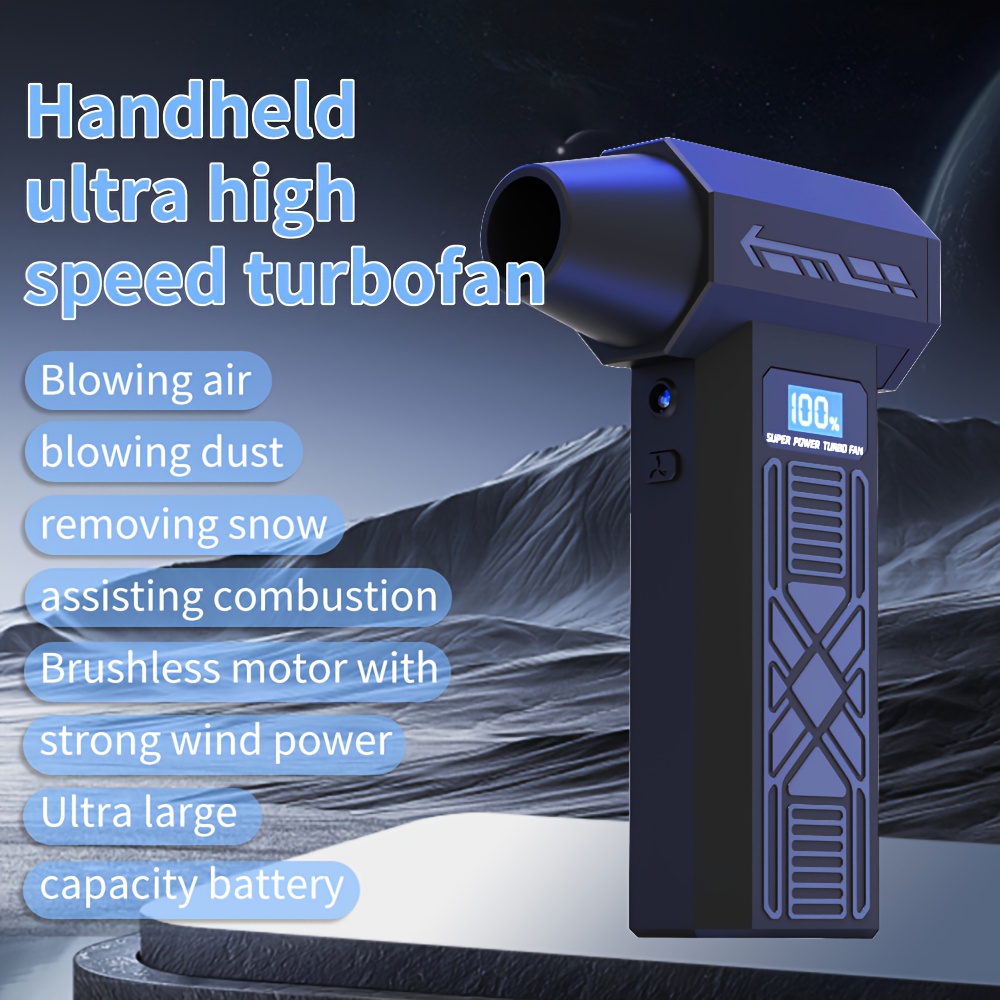   ultra powerful handheld turboban turbo fan - usb-powered cordless blower, heater & air blower with  , 4-speed  , brushless motor, large capacity battery, portable for home, camping, car, computer cooling & emergency use, ideal for indoor/outdoor, door, window, keyboard, and instrument cleaning, compatible with usb-c (  required), turbo fan with vacuum 0