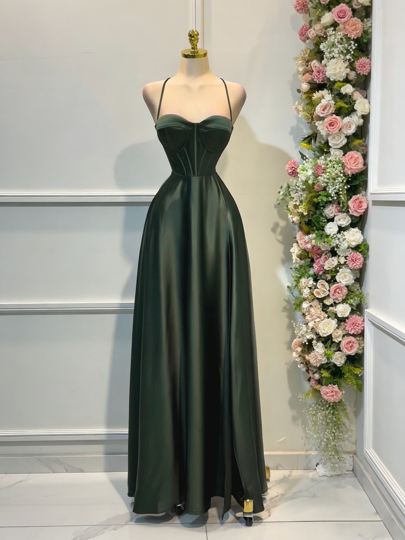 elegant solid color satin slip dress an open back tied back - Temu Germany