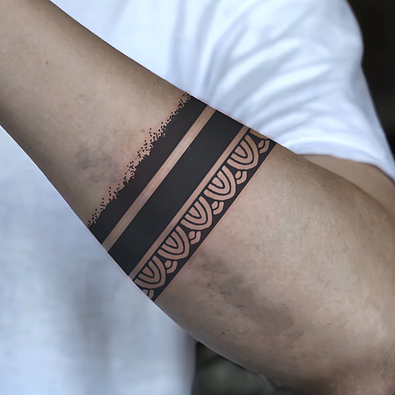 Black Temporary Tattoo Sticker, Herbal Waterproof Long-lasting Non-reflective Fake Tattoo For Men And Women's
