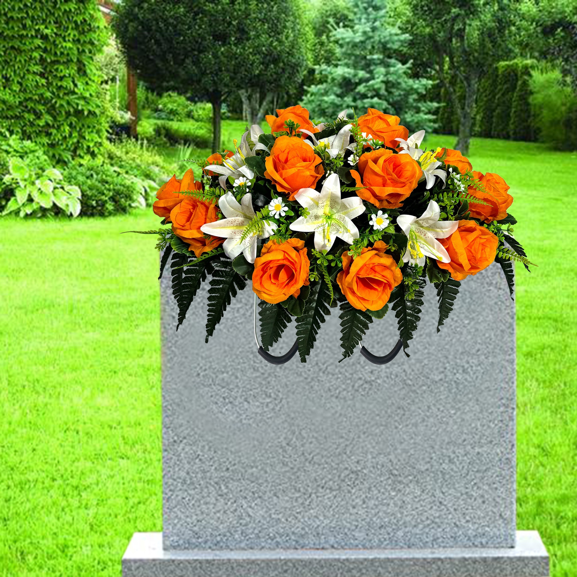 Fleurs Artificielles Pour Tombes - Décoration Funéraire Résistante Aux Intempéries, Faible Entretien - 6