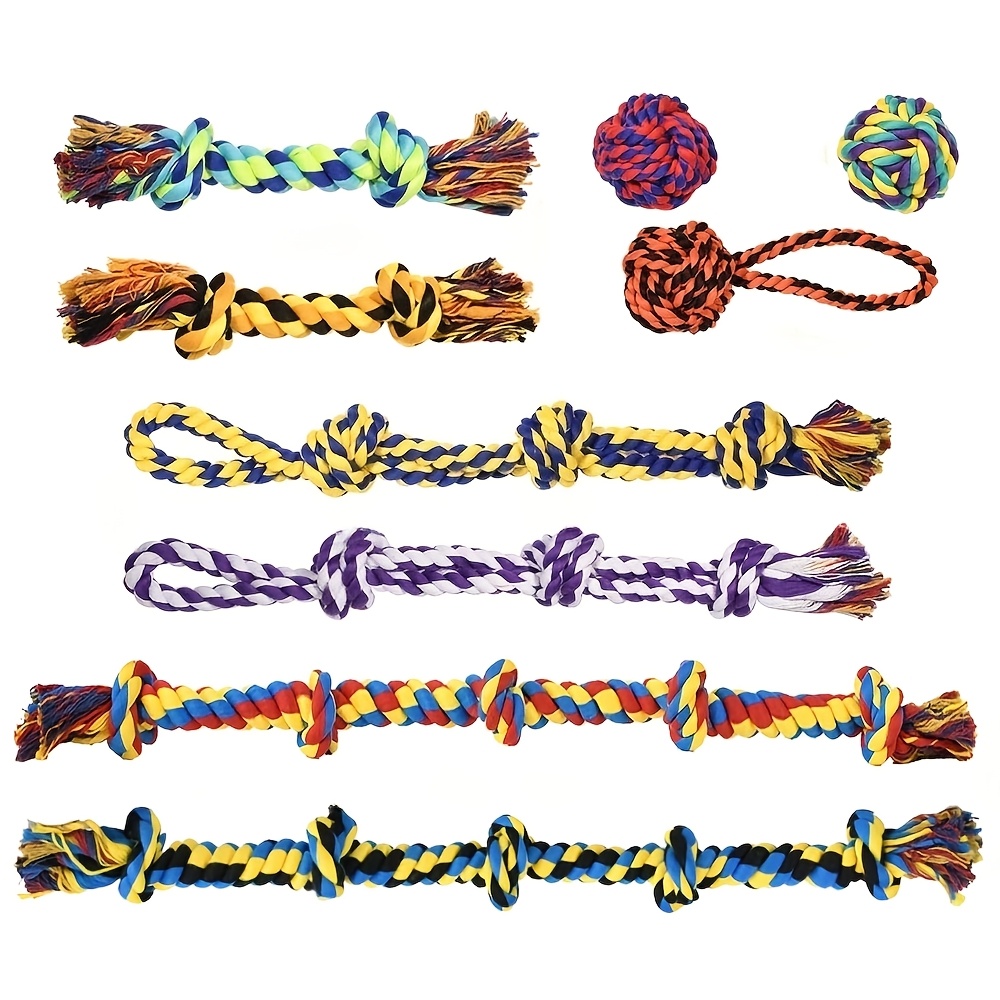 TEMU 9pcs Set Of Large Bite-resistant Toys| Heavy-duty Dental Rope Toy Set For Medium And Large Dogs, Puppy Chew And Tug Toy| Suitable For All Dog