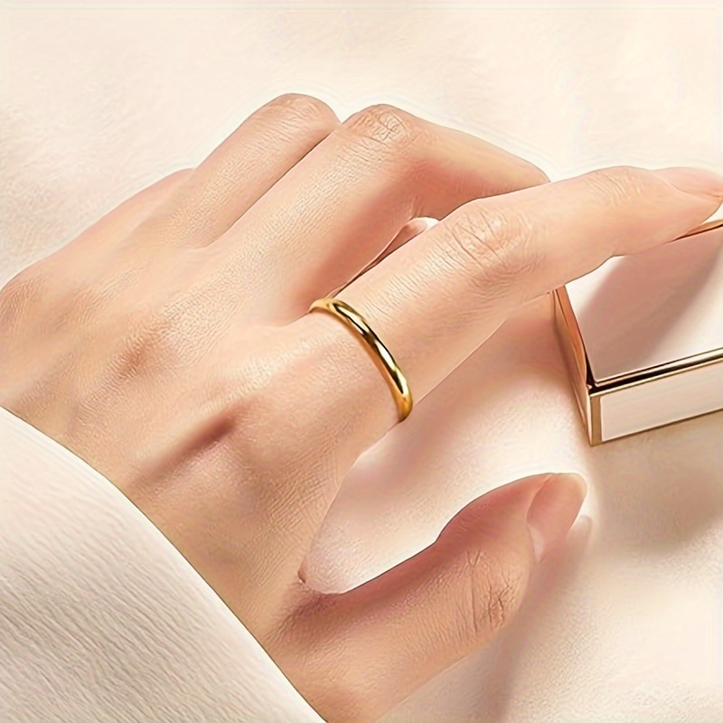 Stainless Steel Stackable Ring February Birthstone Jewelry