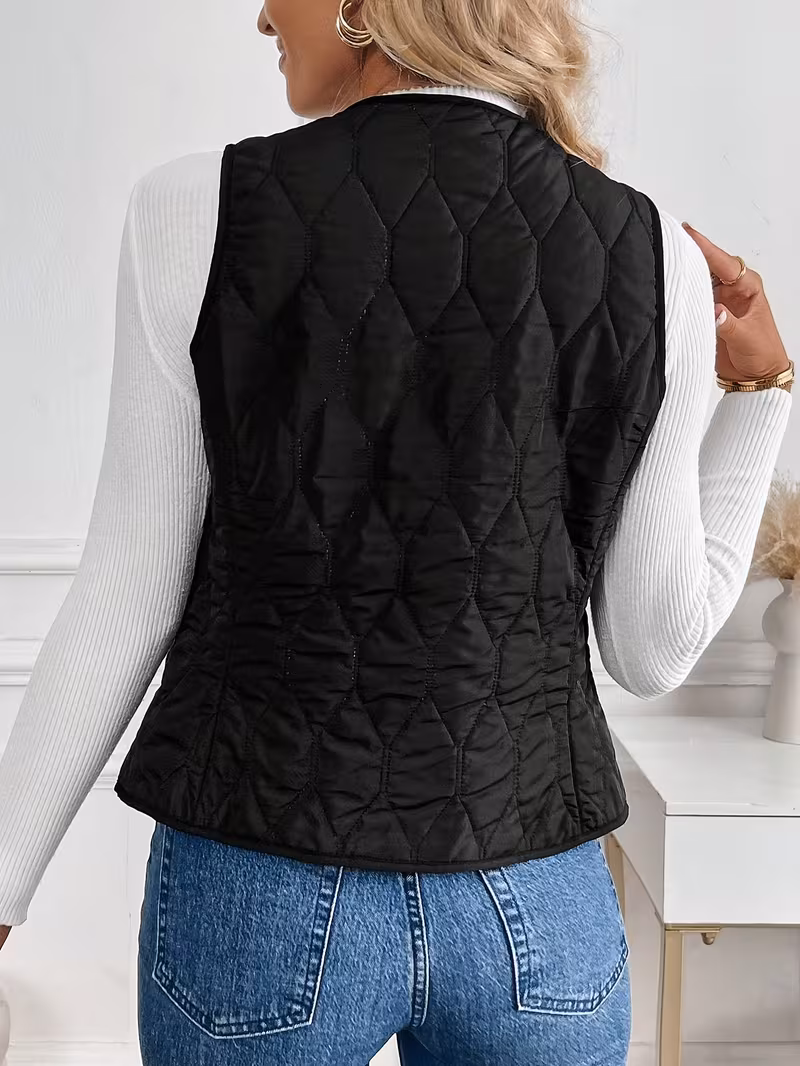 womens warm lined jacket winter clothing womens vest black 1