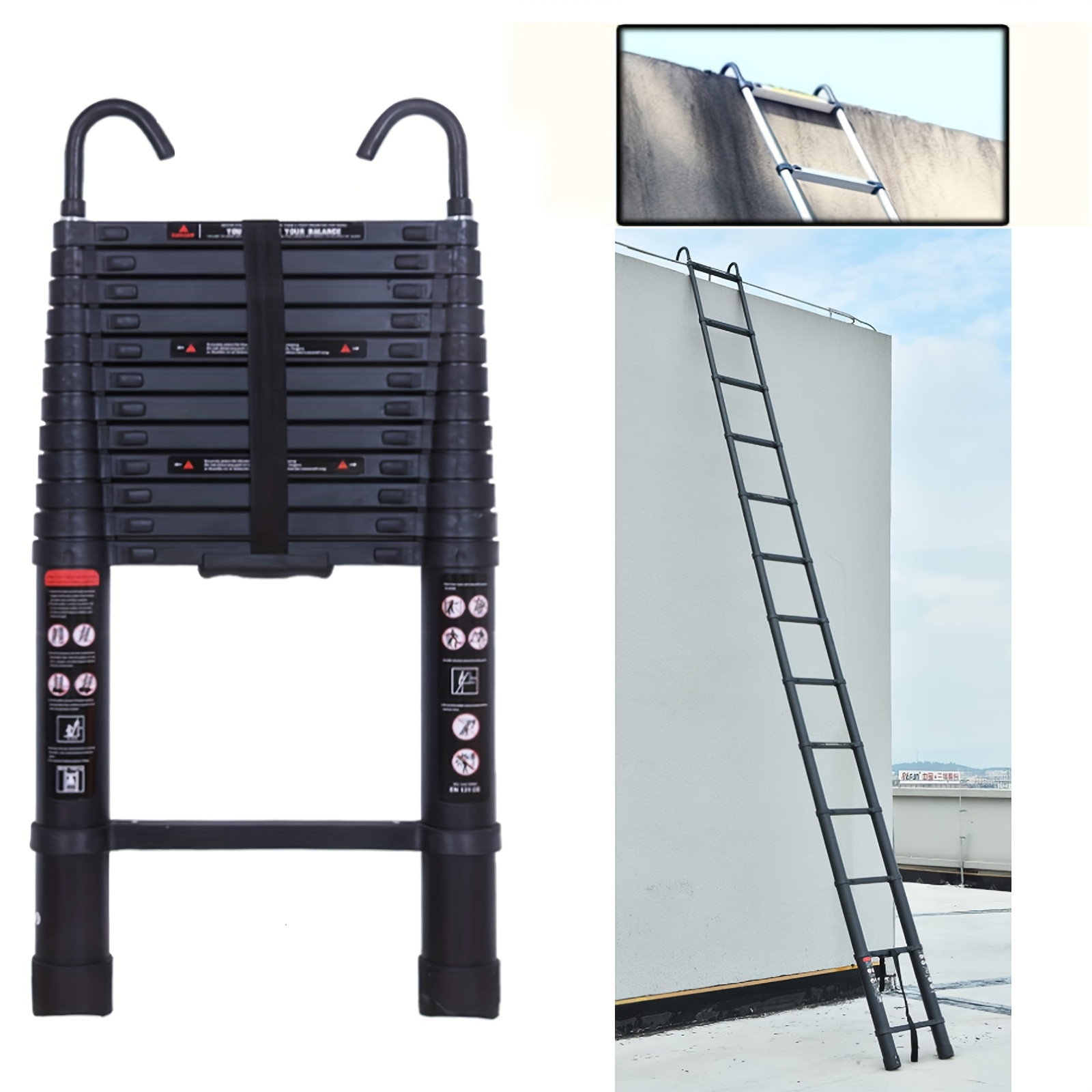5M Telescopic Ladder Extension Tall Multi Purpose Folding Loft Ladder With Stabilizer 330 Pound150 Kg Capacity 72407071