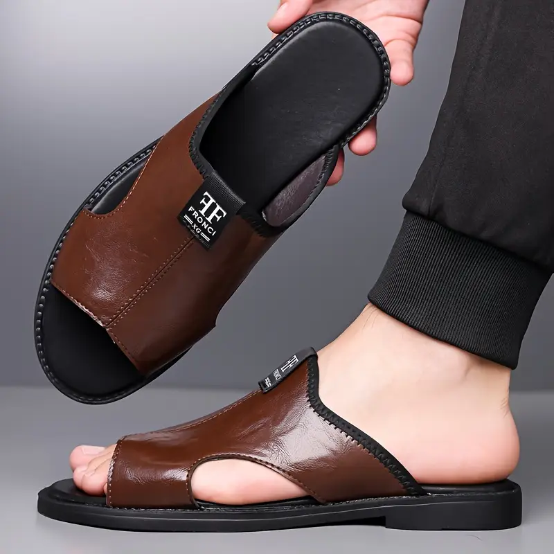 2024 summer new casual mens microfiber slip on sandals breathable lightweight open toe hiking outdoor daily casual vacation details 1