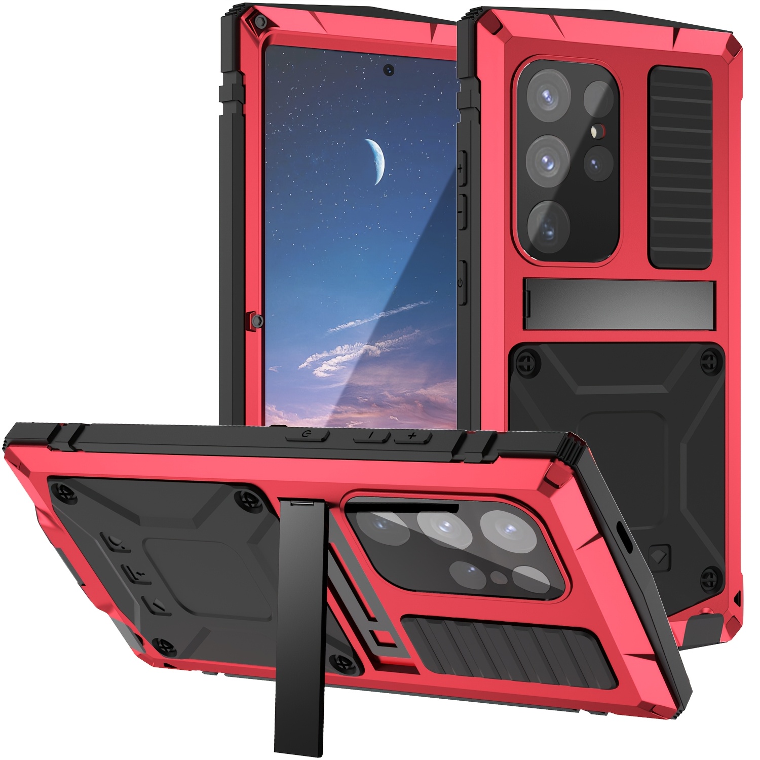 TEMU Phone Case - -duty Metal Phone Case Is Suitable For Galaxy S25 Edge Ultra, S24, S23, S22 U Plu   Sturdy Metal Frame Protective Case And