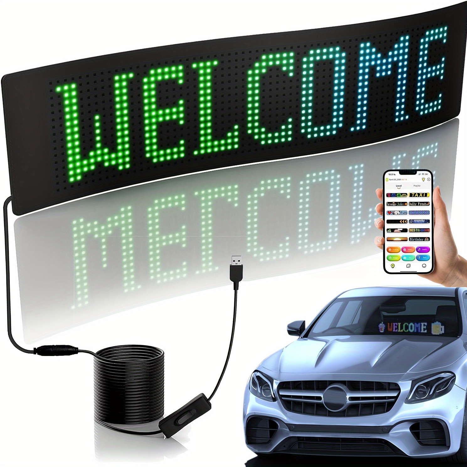 DIY Scrollen LED Zeichen Matrix Panel Bildschirm Auto Hinten Fenster  Zeichen Aufkleber LED Licht Nachricht Anzeigetafel Für Shop Bar auto,  Android/iOS - Temu Austria