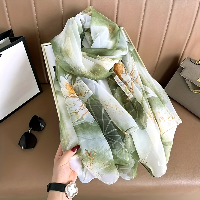 TEMU Елегантен бохемски стил женска шал - Лек, дишащ шал с цветен принт, идеален за плажни излизания и лятни празници, подарък за майка и дами,