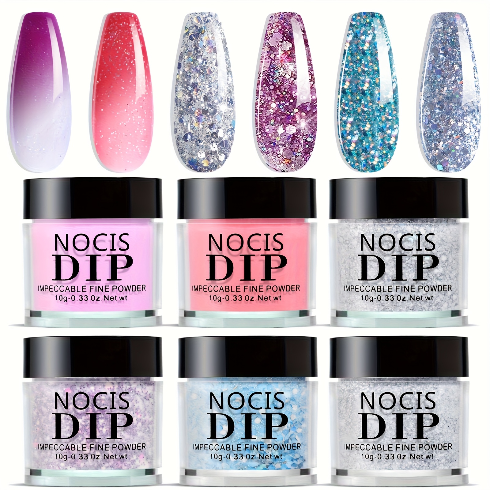 TEMU Color Changing Dip Powder Nail Kit Starter Fall Winter Blue Purple Orange Mood Temperature Change Dipping Powder Liquid Set With Base For Home