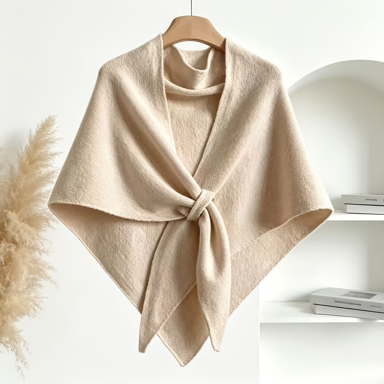 TEMU Eleganter vielseitiger Dreieck-Schal für Damen, bequemer weicher halswarmender Schal, einfarbiger vielseitiger Schal, modischer Winter-Überwurf,