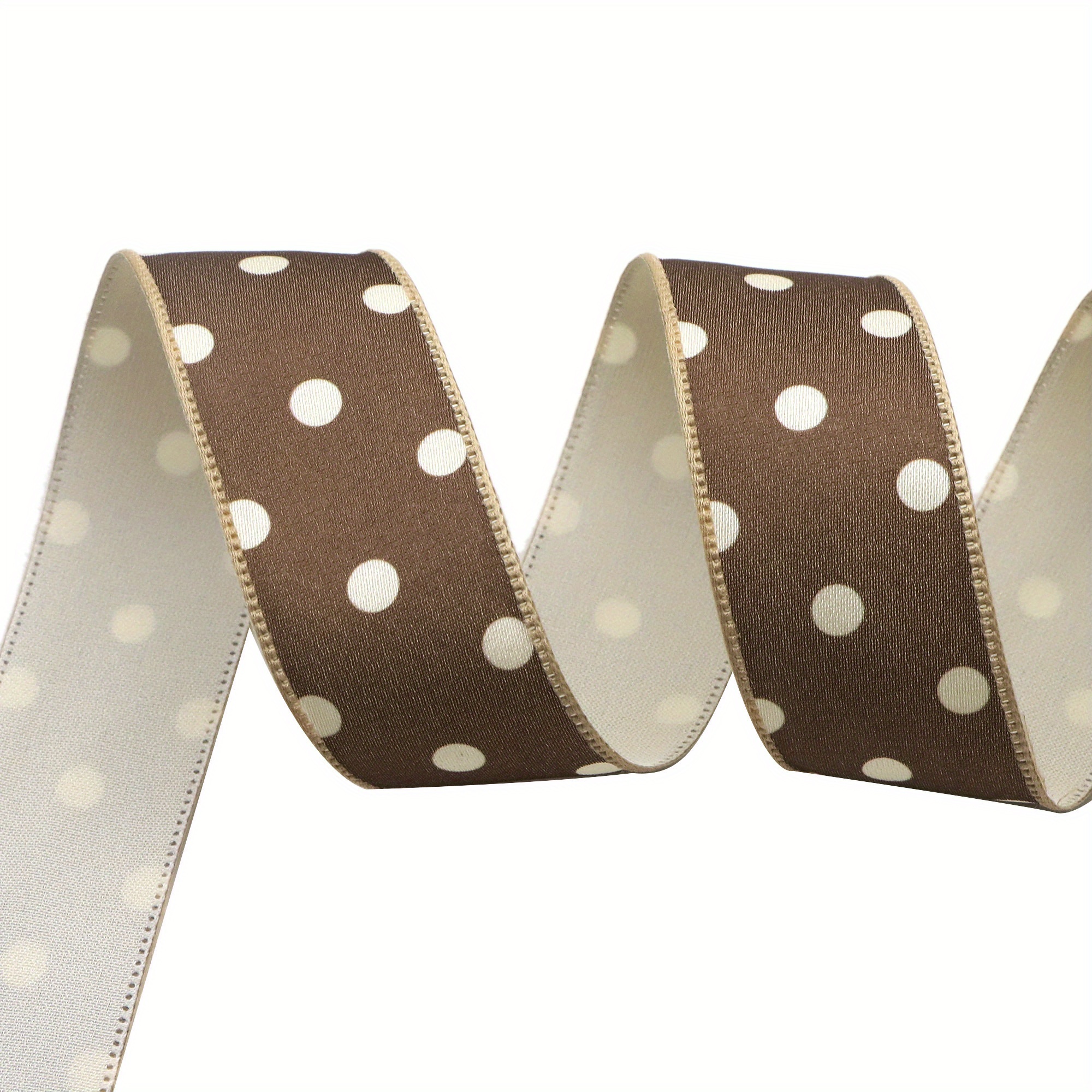 TEMU Polka Dot Printed Polyester Ribbon, Bow Hair Additions Clothing Hat Trim Gift Flower Wrapping Ribbon - Length, 1 Inch Width Halloween Christmas