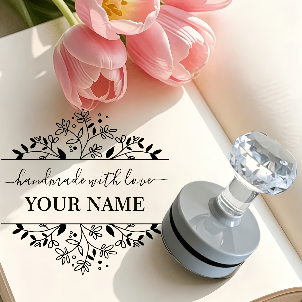 TEMU Custom Handmade Refillable Stamp, Vintage Pattern, Self- Name Stamp, Handmade Packaging Greeting Card Decoration, Stamp