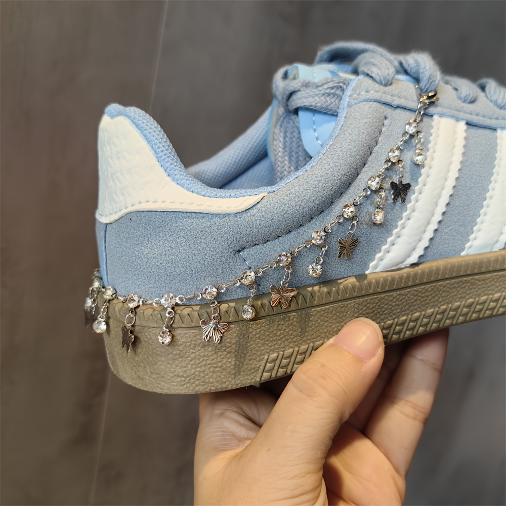 E-shop Elegante Ballett-Inspirierte Aluminiumlegierung Schuhkette mit Kunstperlen und Strasssteinen, Schmetterlingsknoten und Sternakzenten,