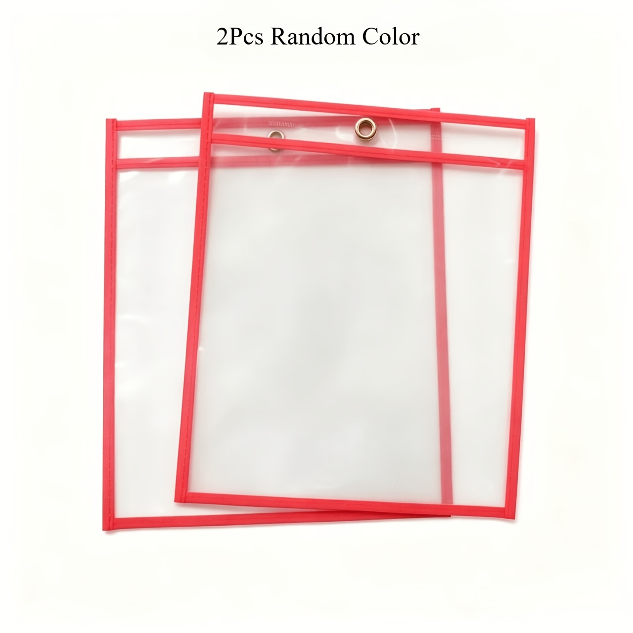 TEMU 2pcs Rndom Color Dry Erase Pockets Heavy Duty Dry Erase Ticket Holder Pockets Multicolored Sheets Clear Plastic Reusable Sleeves Write And Wipe
