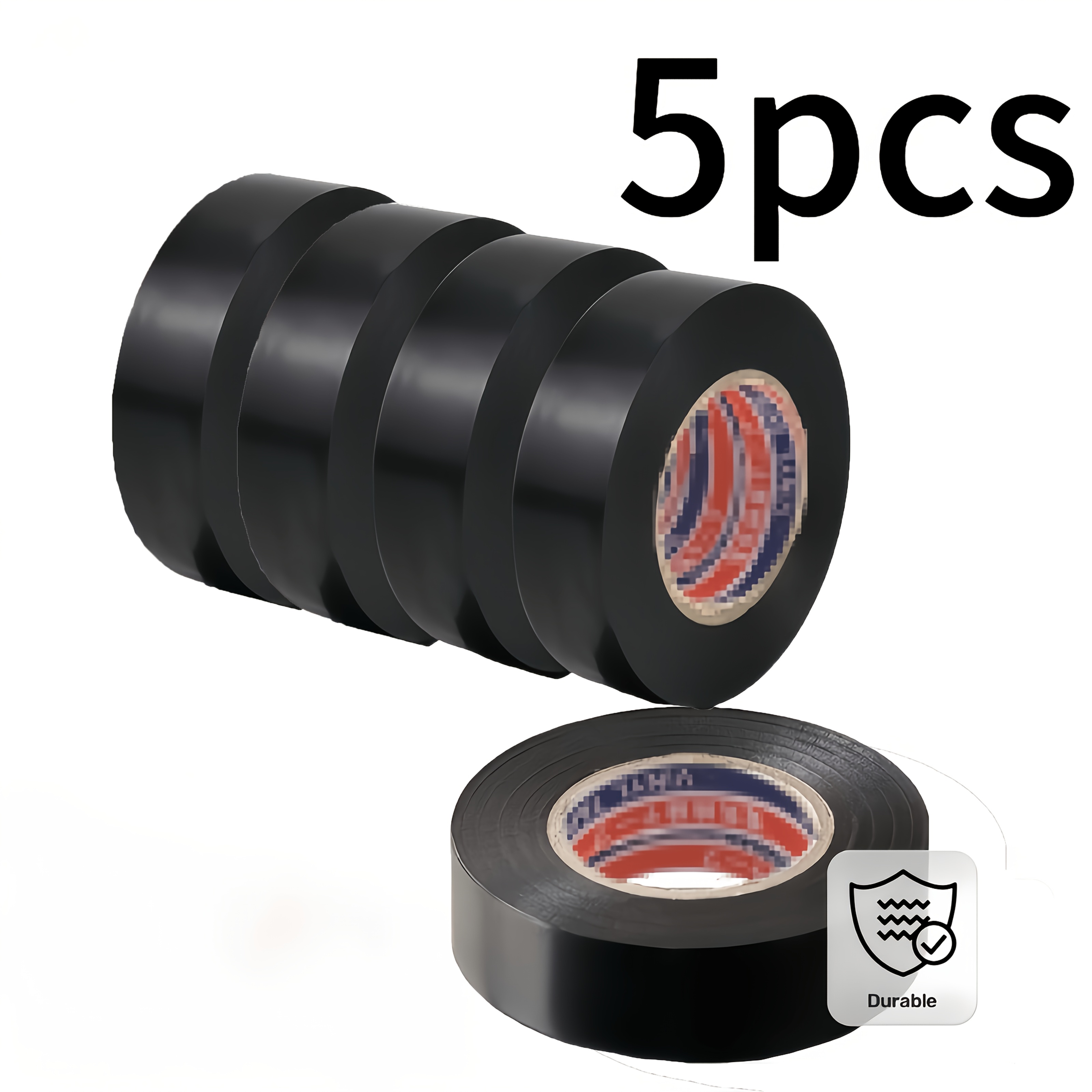 TEMU Black Pvc Electrical Tape - Strong , Heat Resistance, Water Resistance, Durability, Suitable For Wires, Racket Grips And Household Use -