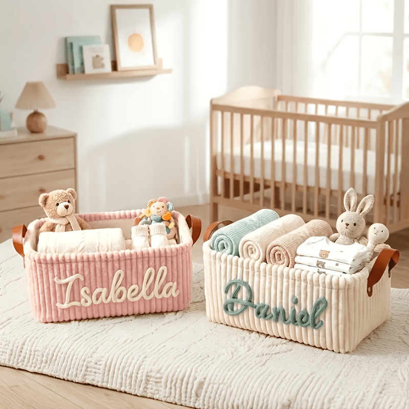 Personalized Custom Storage Basket for Diapers and Clothes