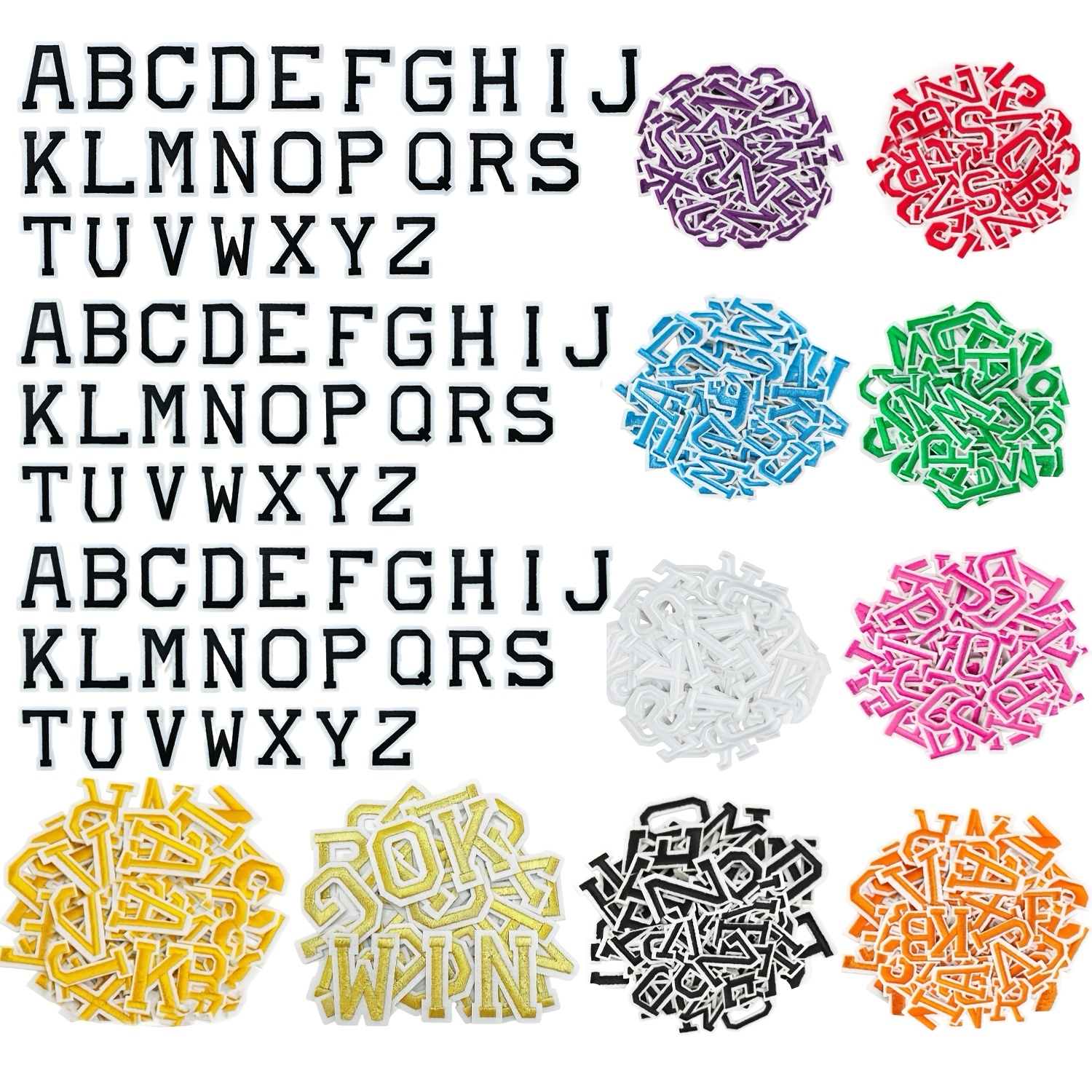 

78pcs Alphabet & Numbers Embroidery Patches, 3.8cm Flat Iron-on Sew-on Appliques, Assorted Colors, Accessories For Jackets, Hats, Bags, Books - Set