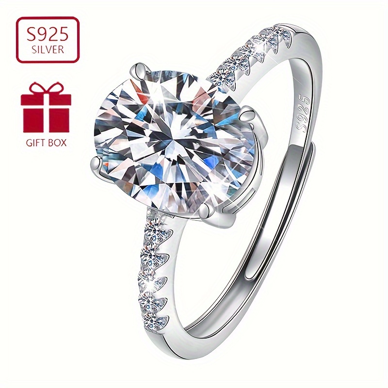 

Bague Élégante Ajustable en Argent Sterling 925 avec , pour Fiançailles et Cadeaux de Mariage, 2.6g,