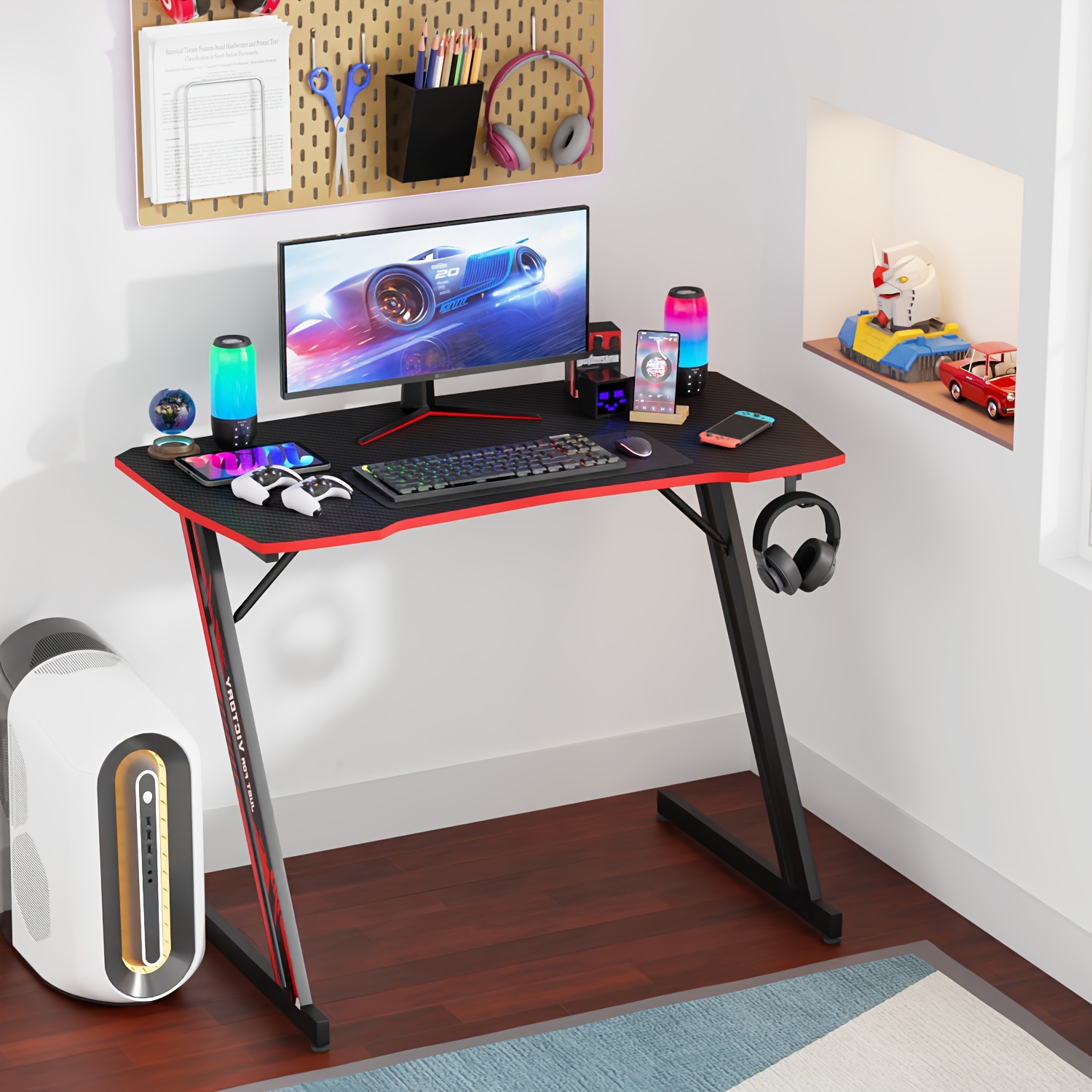 gaming desk z shaped carbon fiber surface desktop computer