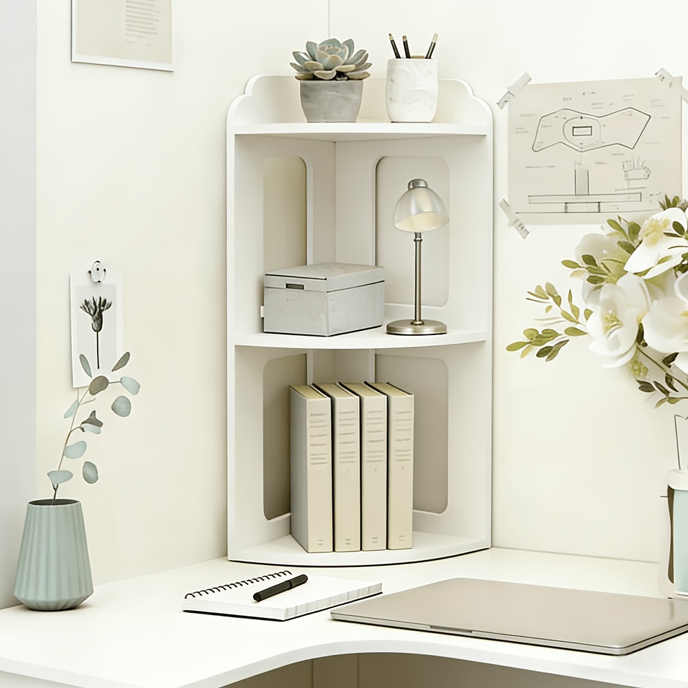 TEMU 3 Tier Corner Open Shelf, Display Corner Bookshelf, Bedside Open Storage Display Bookcase, Storage Cabinet For Living Room, Bedroom, Home,