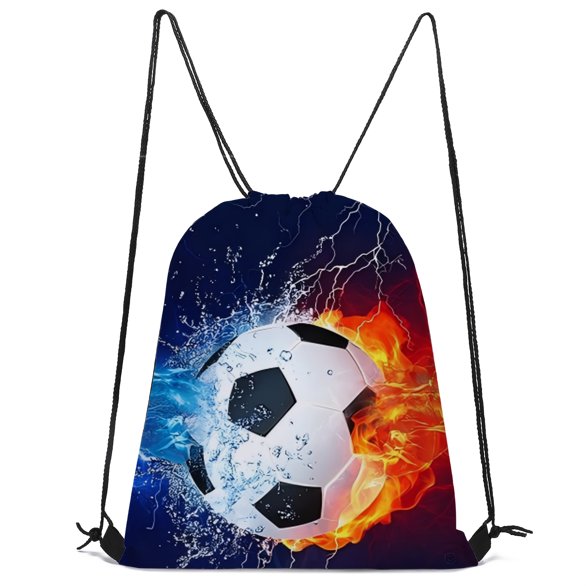 E-shop 1pc Preppy Style Football Drawstring Rucksack, Polyester Reise Schuh Lagerung Tasche mit Zufälligem Druck, Maschinen Waschbar Gepäck Träger