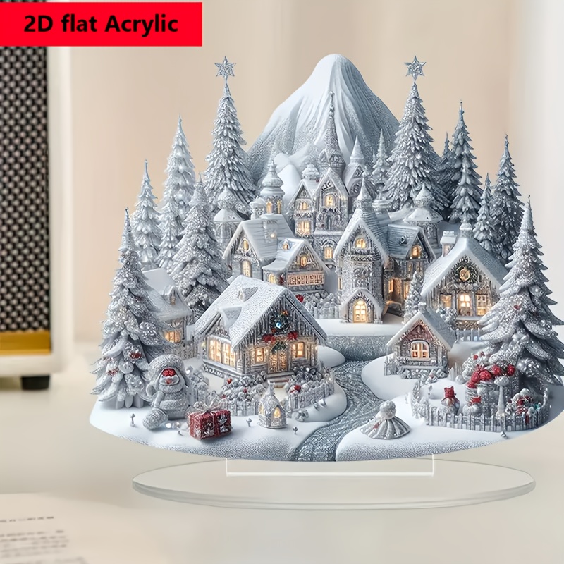 

1pc 2d Flat Acrylic Home And Kitchen Supplies > Holiday Decorations > Small House Ornaments Christmas Village 2d Acrylic Decor - Desktop, Window Displays, And Home Decoration | Ideal Holiday Gift