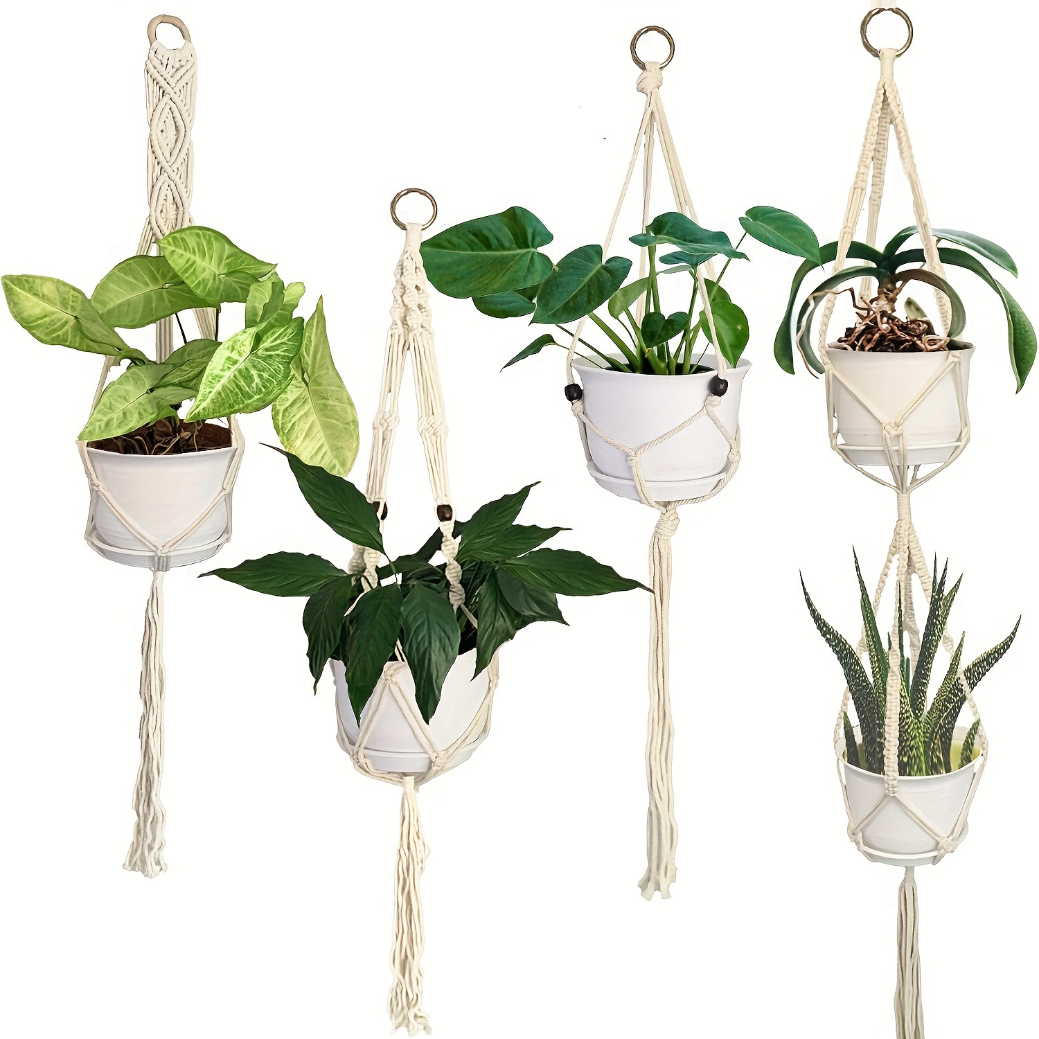 

Macrame Plant Hangers/planters - Indoor Hanging Planter Basket With Wood Beads/planters Home Decor (planters + Macramé Hangers)