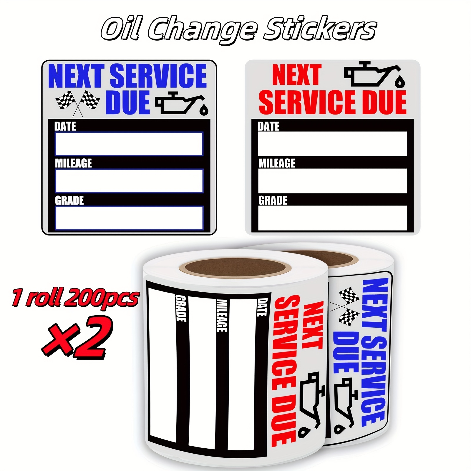 Oil Change Stickers For Windshield - 150 Pack 2x2 Inch Next Service Due ...