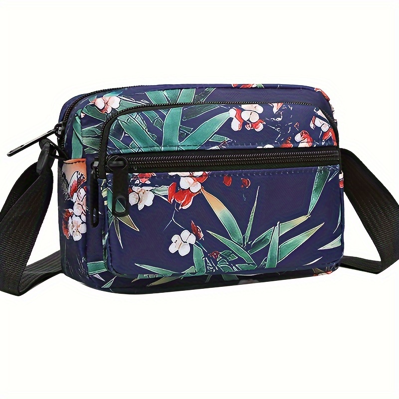 

Floral Print Nylon Crossbody Shoulder Bag, Multi-purpose Women's And Mom's Pouch For Outdoor Business And Casual Use, Random Zipper & Pattern