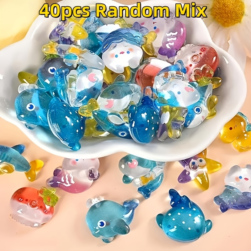 TEMU 40pcs New High-quality Mixed Ocean Resin Decorative Beads, Suitable For Jewelry Diy. Perfect Gift. Bead Assortments. Random Mix