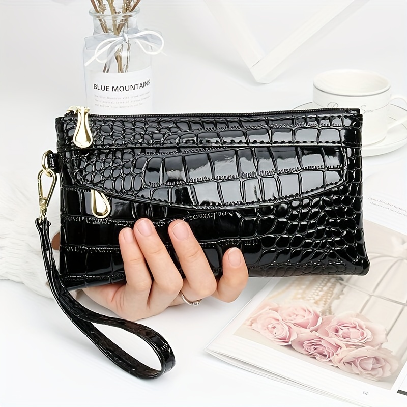 Women's Long Shiny Wallet, Phone Bag, Coin Purse, Large Capacity Zip Clutch