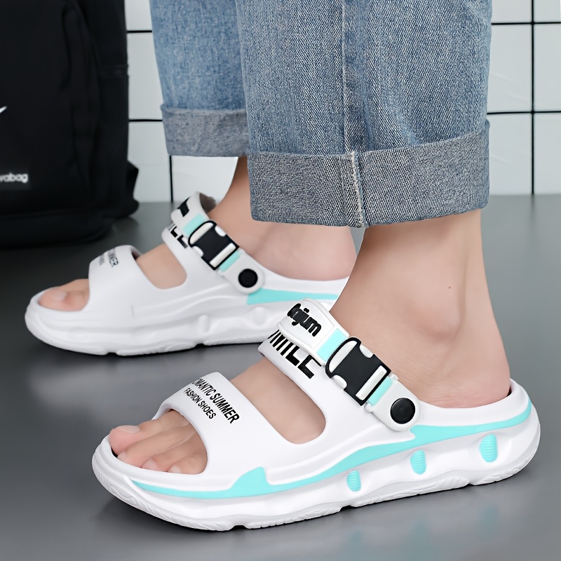 womens sport sandals with thick cushioned eva sole slip resistant high quality design anti odor technology   letter print for beach outdoor home use lightweight breathable slip on slippers Product details 3