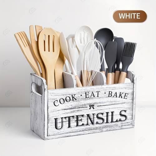 3 tier wooden kitchen utensil rack for countertops and wall mounted kitchen storage tools kitchen organization and storage kitchen accessories for forks spoons and other cooking utensils multi functional organizer