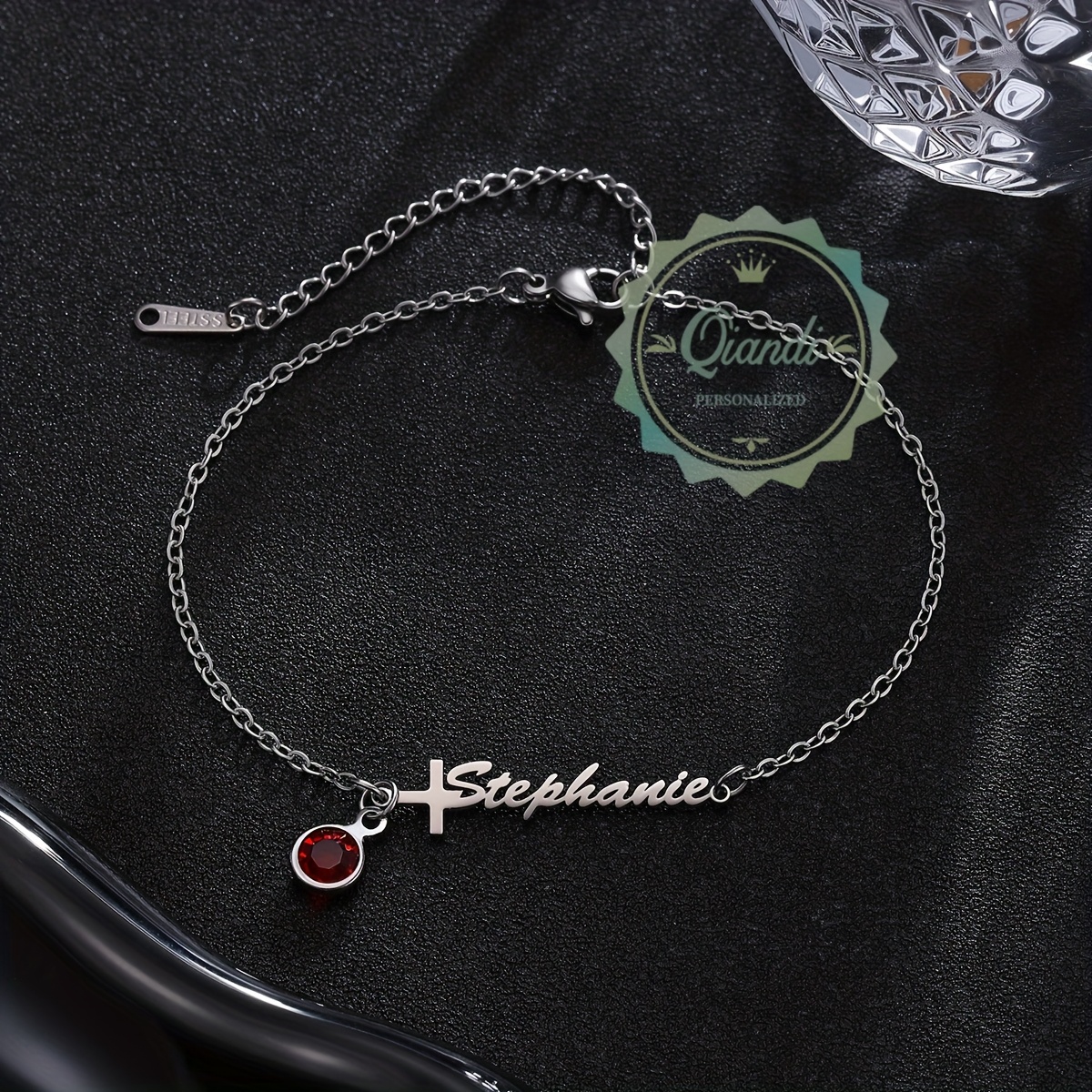 Personalized Cross Bracelet for Baptism, Name Gift