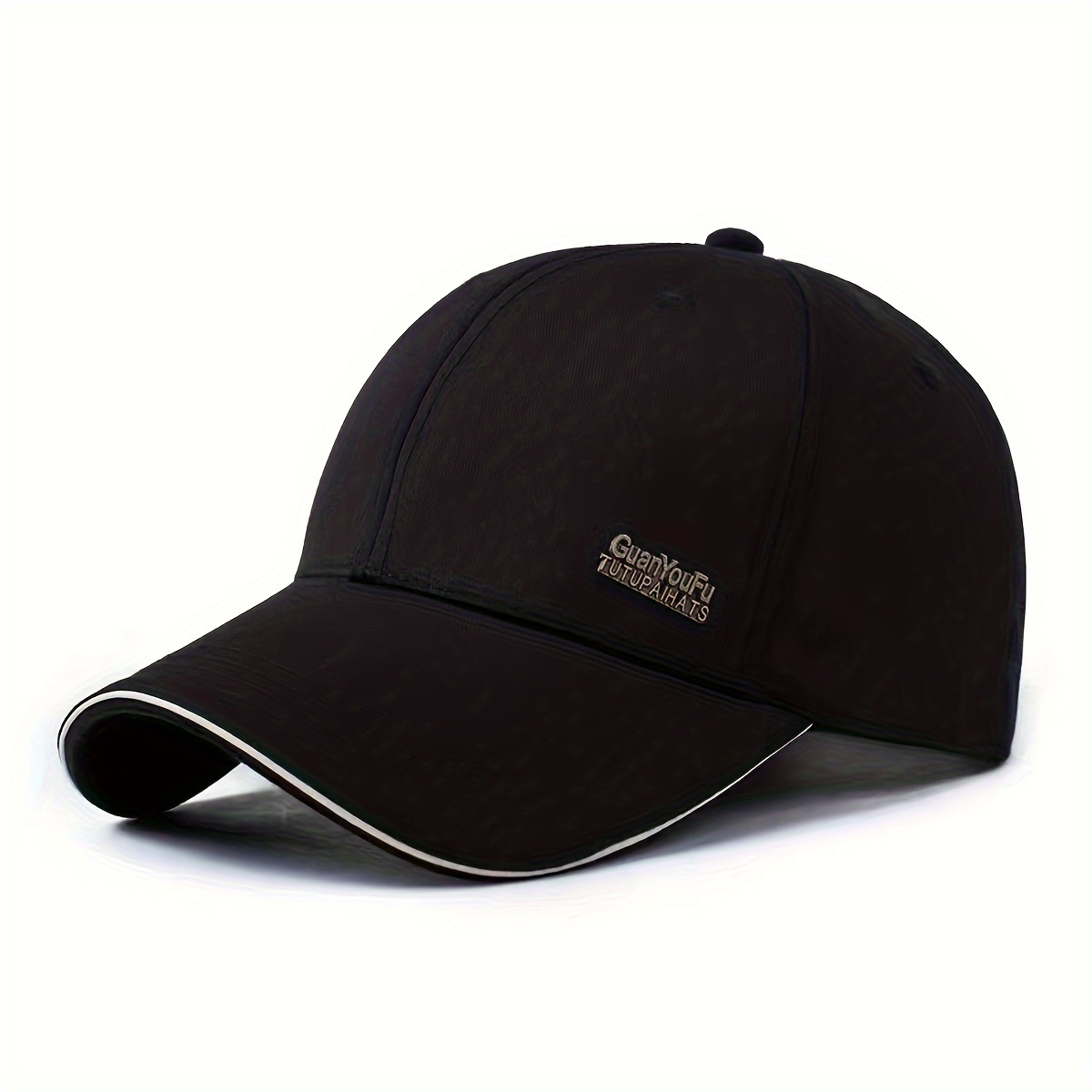 TEMU 1pc Ar Men's Adjustable Snapback Baseball Cap - Lightweight Polyester, With "guanfufu" Lettering, Perfect For Outdoor Travel, Beach Vacations &