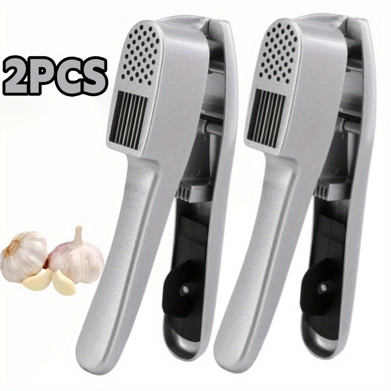 2pcs Garlic Press For Home And Kitchen, 2-in-1 Garlic Beater For Kitchen Garlic Puree, Slicer, Kitchen Appliances, Kitchen Gadgets, Kitchen Tools, Food Chopper, Of Cutting And Pressing