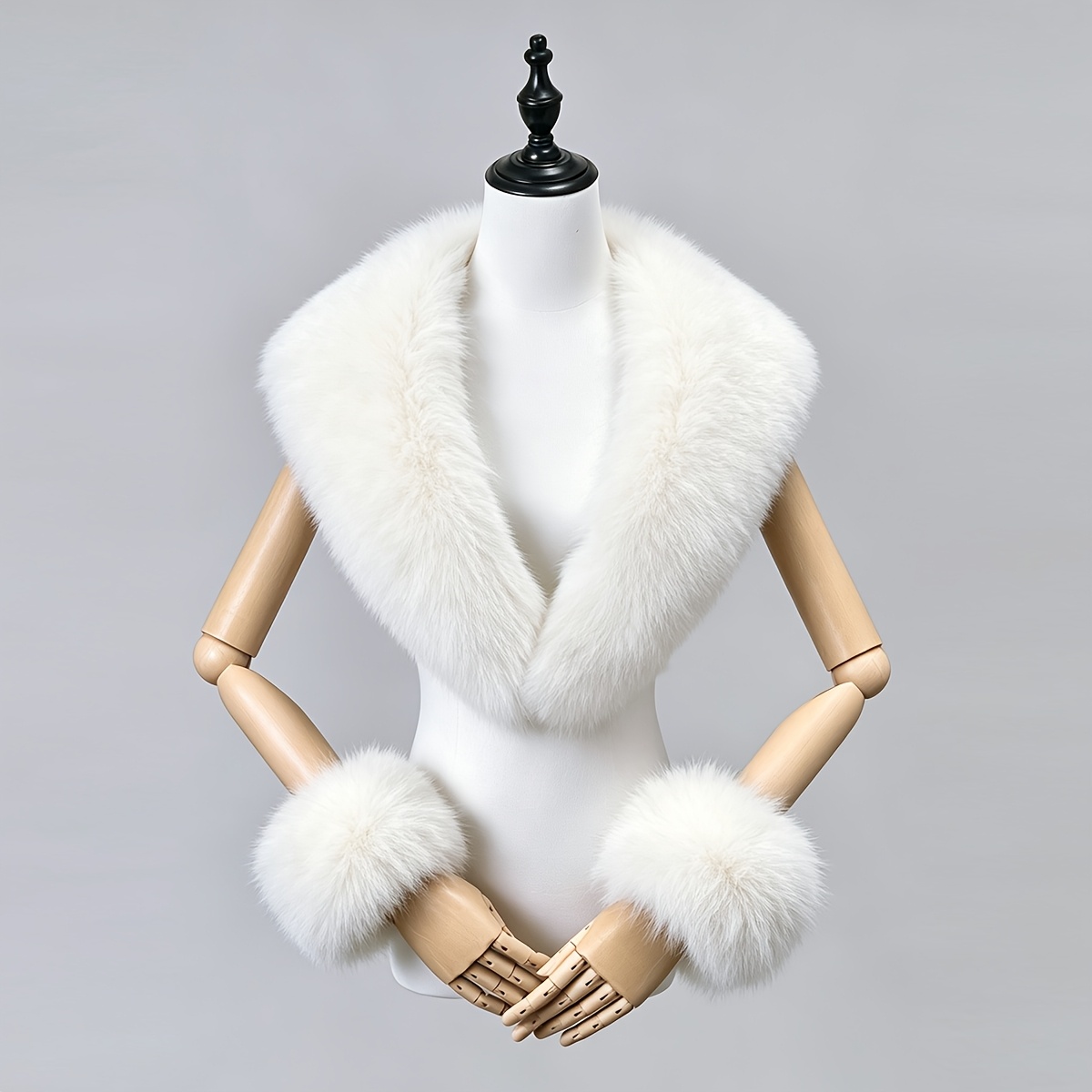 TEMU 3-teiliges/Set Herbst Winter Damen Kunstleder Schal Kunst Kragen Schal Ärmelset Urlaubs Party Geschenk