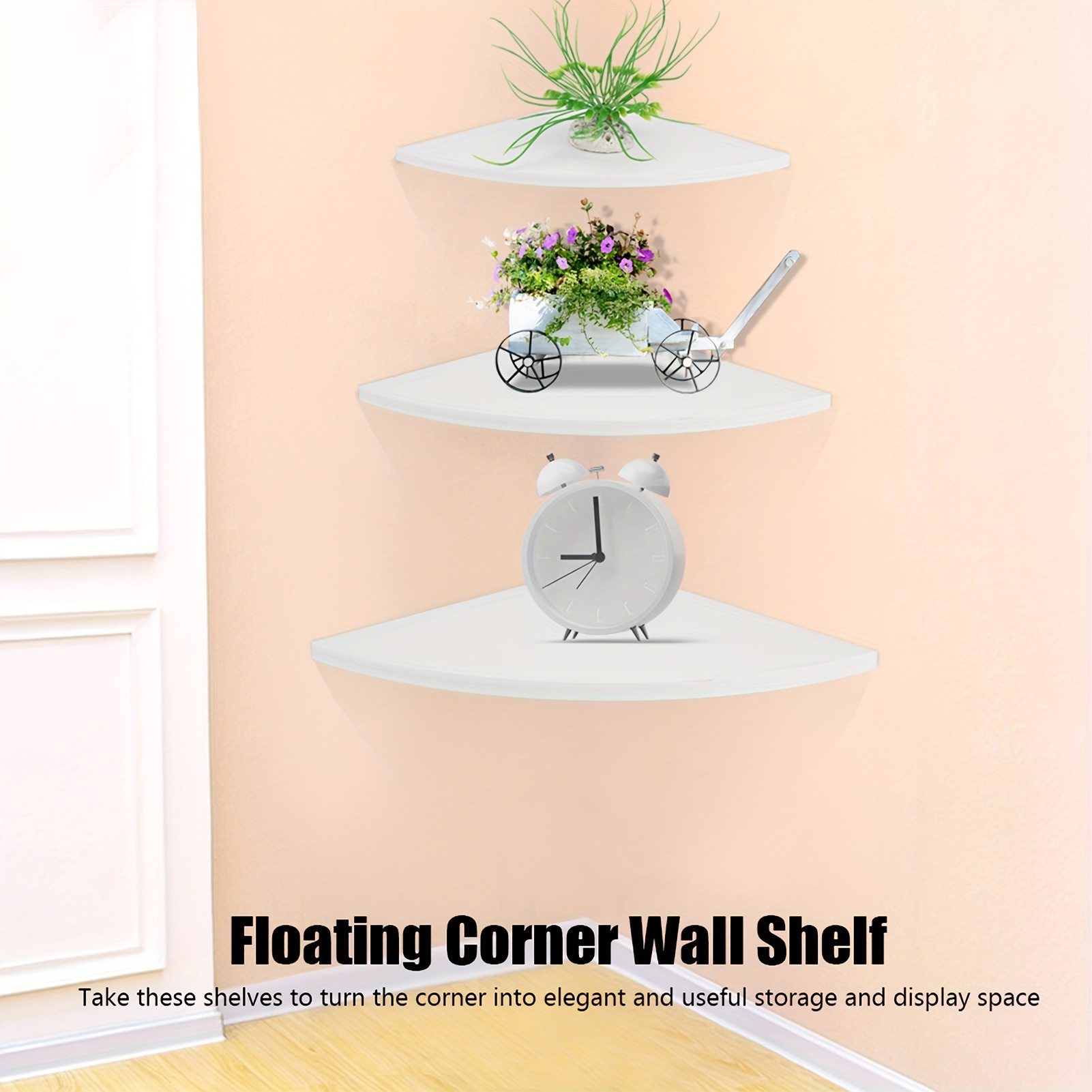 

Floating Shelves For Wall Set Of 3, Rounded Corner Shelves Wall Mounted For Kids Bedroom Books, Cute Hanging Corner Shelf For Bathroom Decor, Living Room, Small Spaces