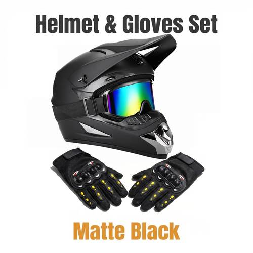 full road motorcycle helmet adult helmet set with goggles gloves face mask adjustable visor and quick release