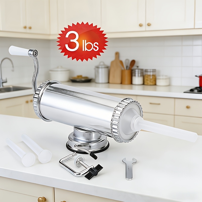 Sausage Stuffer 3lbs Aluminum Alloy Suction Cup Type Hand Crank Sausage Maker Home Sausage Maker