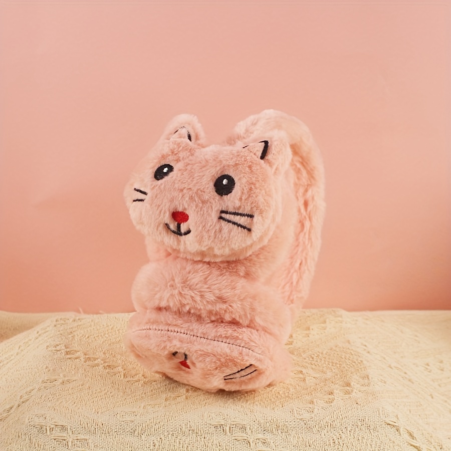 1pc cute plush cat ear warmers polyester stretch knit - Temu