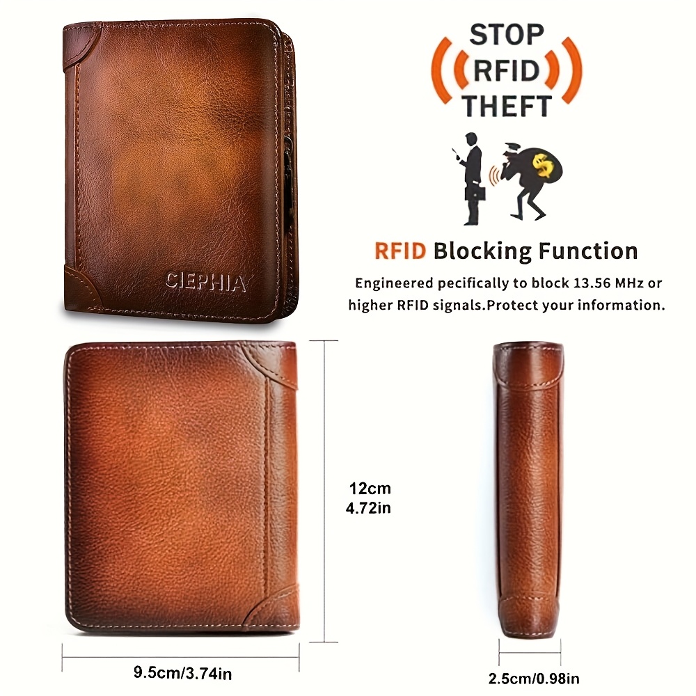 mens vintage short genuine leather wallet multi function - Temu