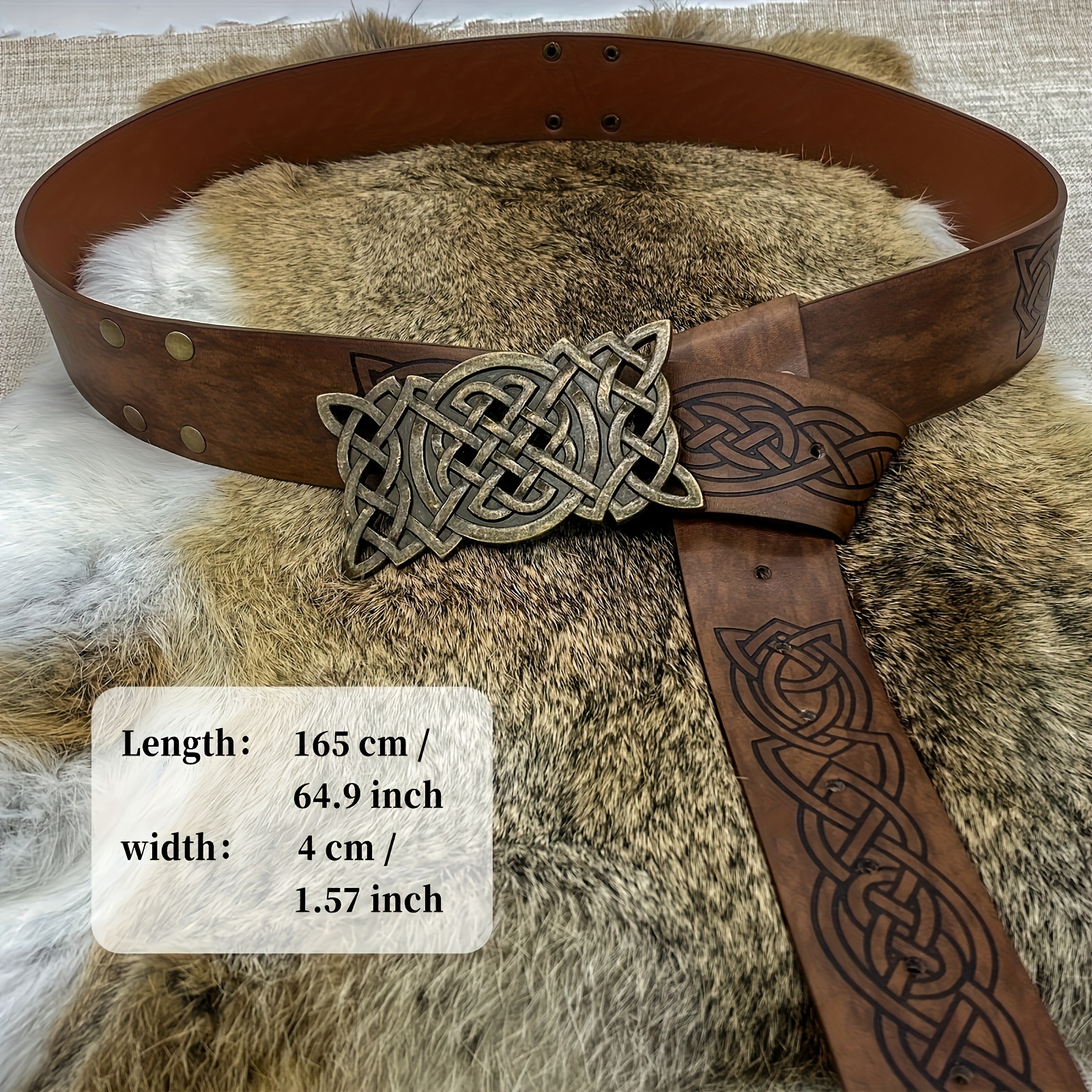 3pcs Set Mens Viking Wide Belt Vintage Faux Leather Bracers Retro