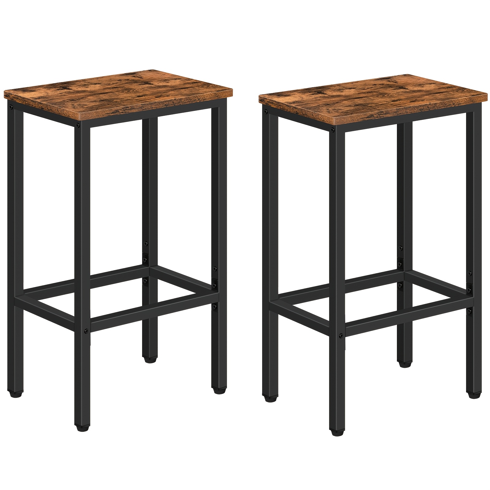 Bar Stool Set (2pcs), Bar Stools For Kitchen, Dark Brown Standing Stools, Kitchen Chairs, Wooden Stools, Wooden Stools, Stools, Bar Stools, Kitchen Stools, , Dark Brown, Black
