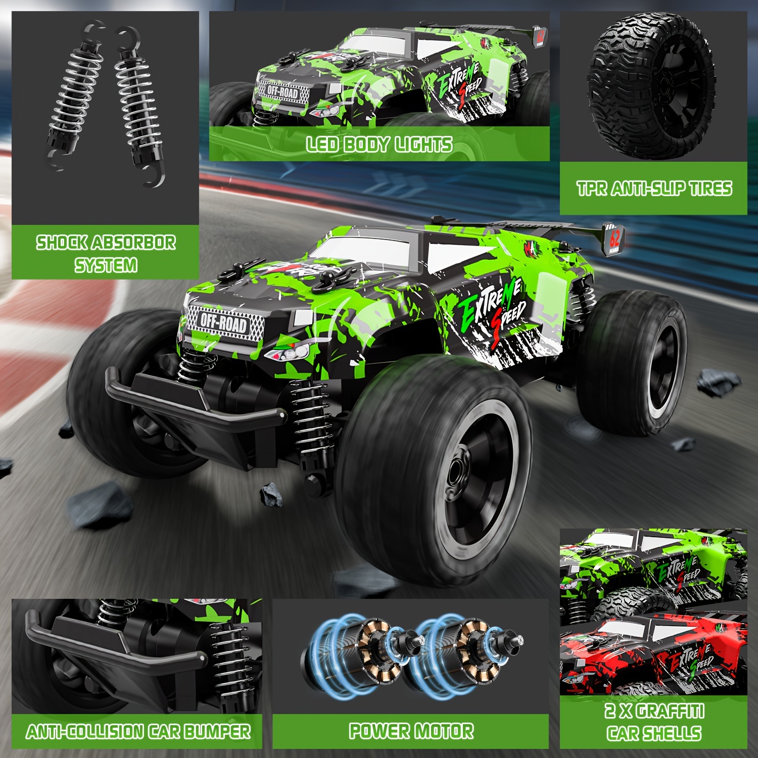 

Thcbme 1:18 Scale Rc Vehicle, 20 Km/h High- Electric Vehicle, 2.4 Ghz Remote Control, 2 Rechargeable Batteries, 2 Replaceable Shells, As Halloween, Thanksgiving, Christmas Gifts