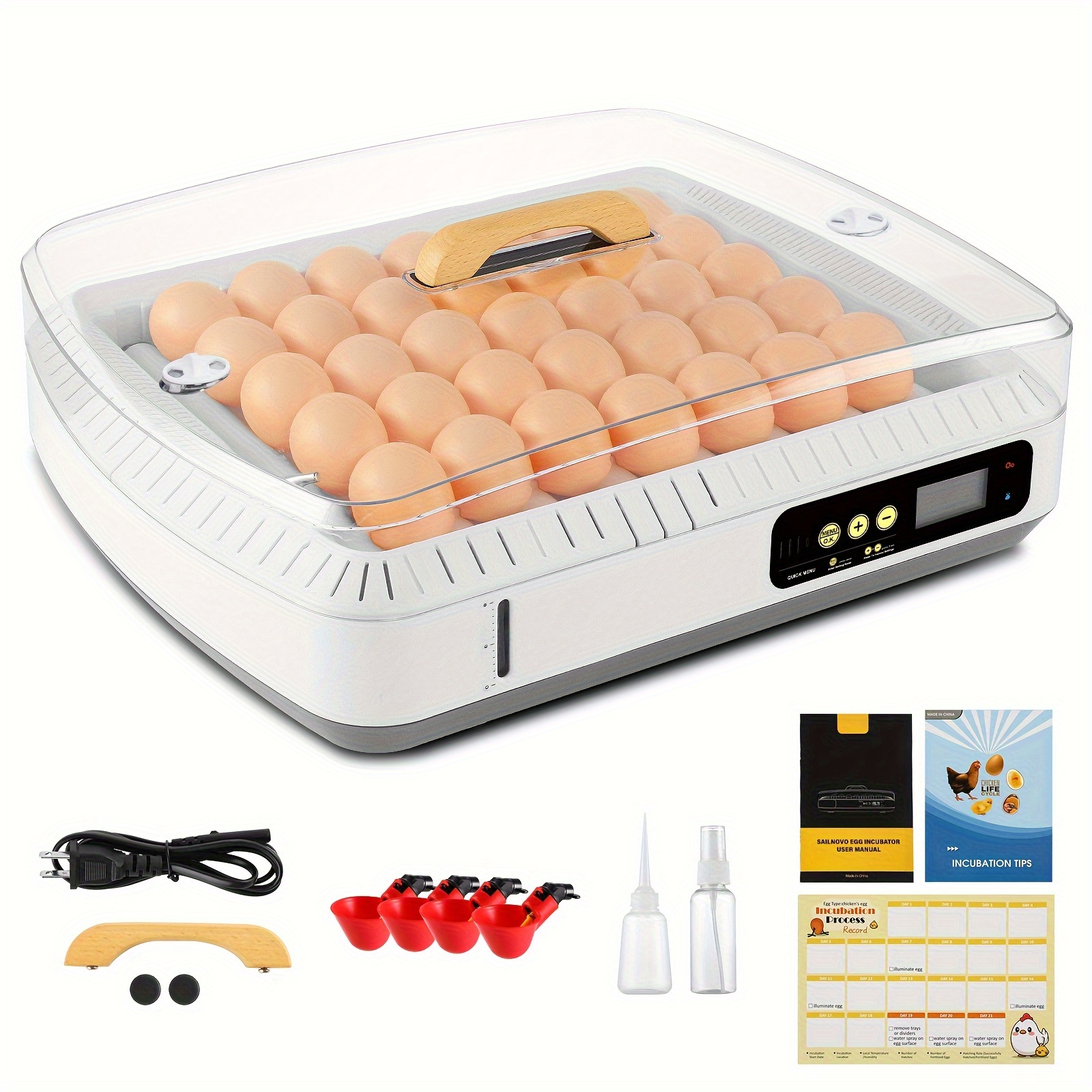 

35-egg Incubator With Automatic Egg Turning, 80w For Hatching Eggs, Temperature And Humidity Control, Egg Hatcher Incubator For Hatching Chickens, Birds, Quail Eggs, Ducks, Geese, Pigeons