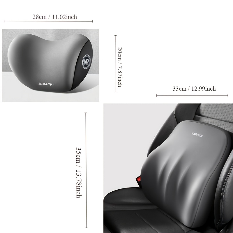 Car Headrest And Lumbar Support Slow Rebound Memory Foam Neck Pillow For , Breathable And Non-deformable Car