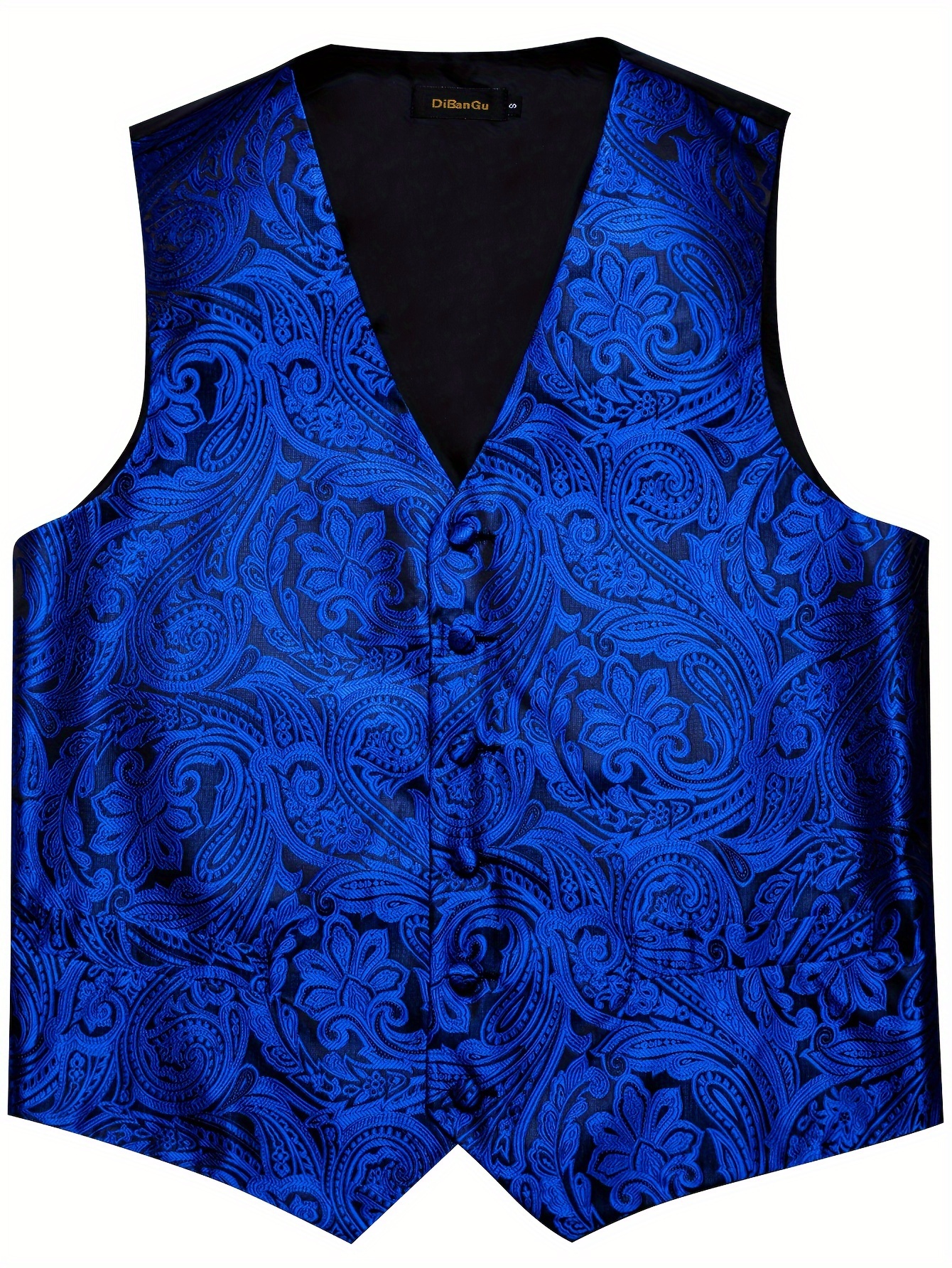 Black Paisley Fashion Vest For Man Wedding Business Luxury Men's Waistcoat Necktie Pocket Square Cufflinks Set