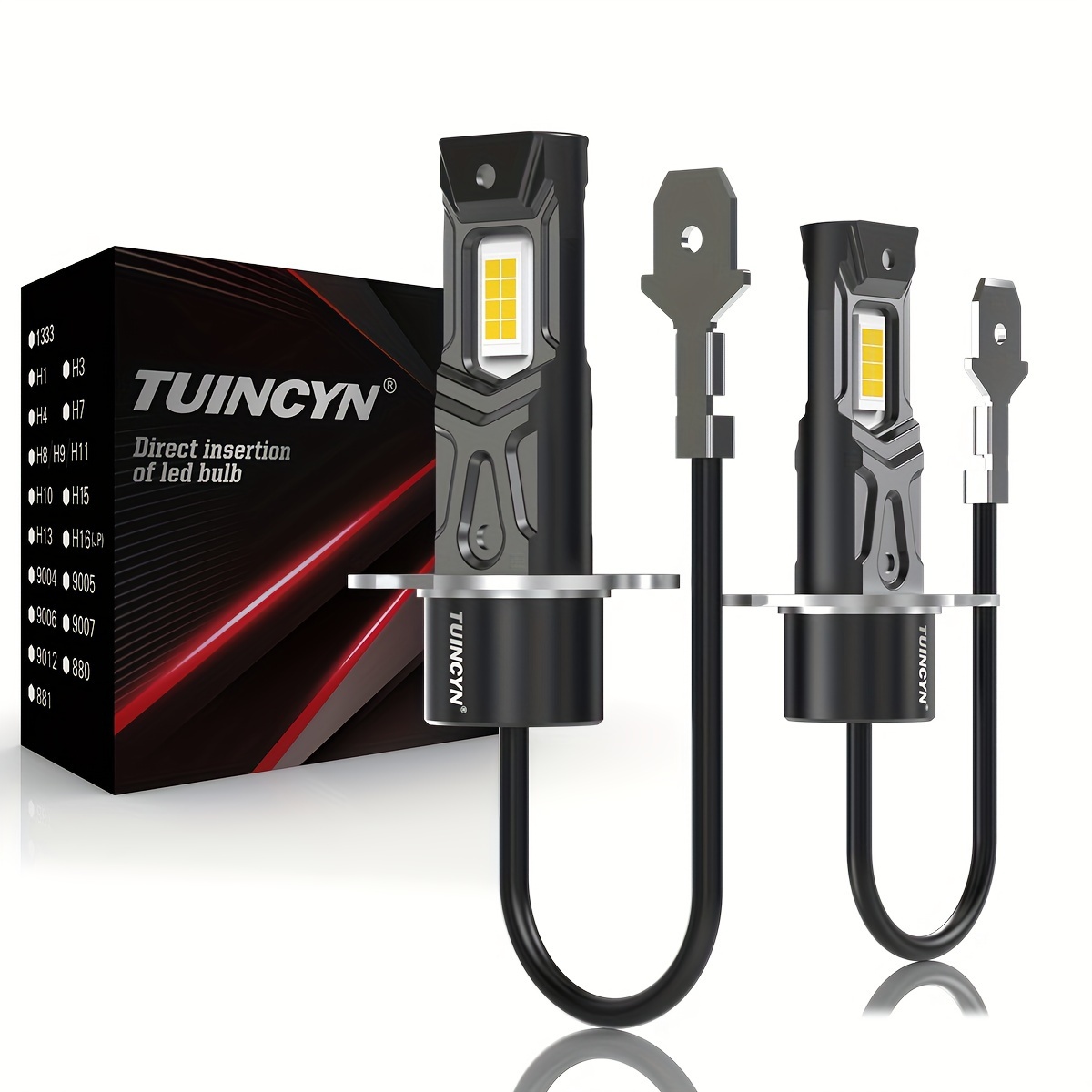 

TUINCYN 2pcs Ampoules de Phares et de Feux de LED H3 -Lumineuses, 6000K - Brancher & Jouer, , , à 360°, Intensité Voitures & , 12V