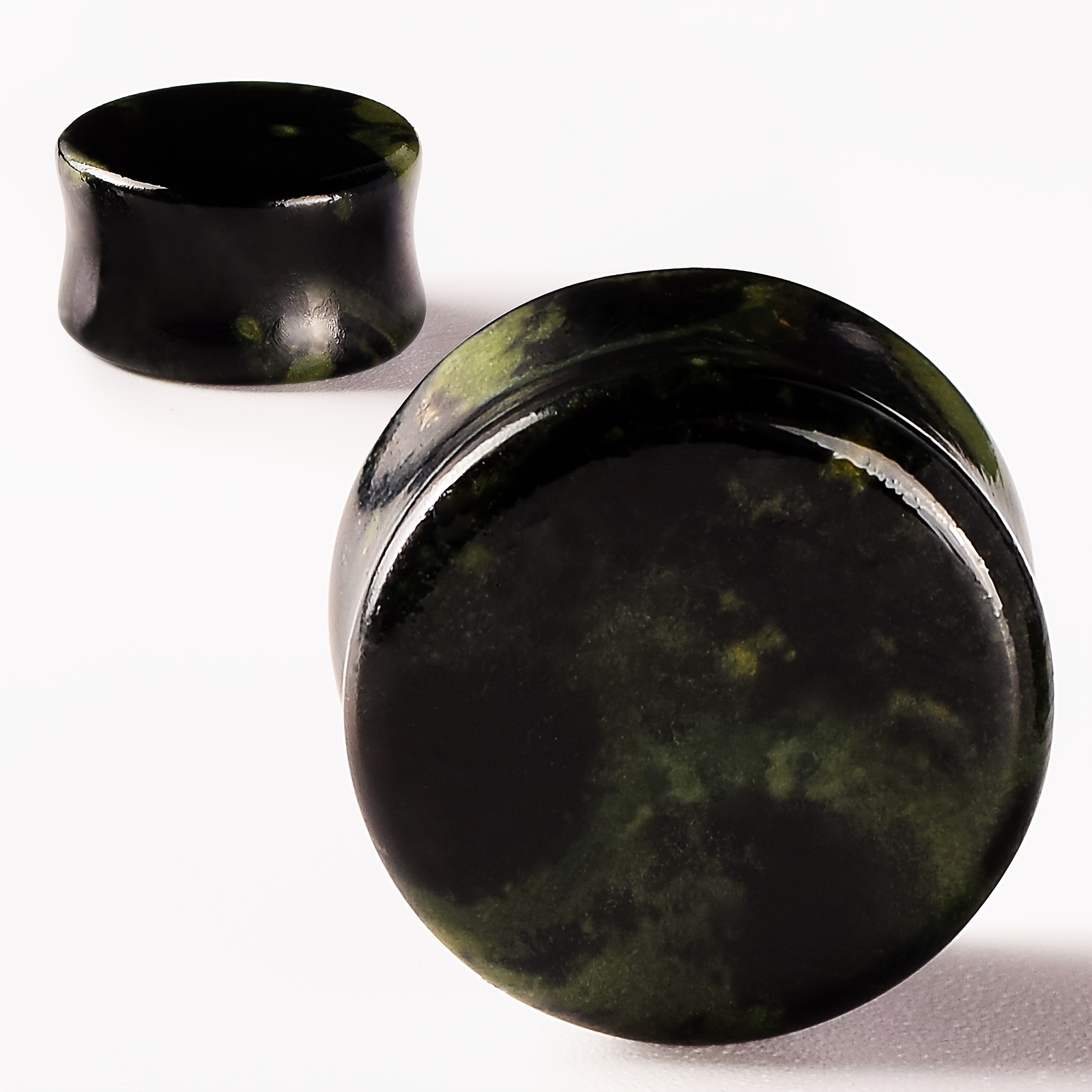 Image of Green Eye Stone Ear Expander Stone Ear Tunnel Piercing Jewelry
